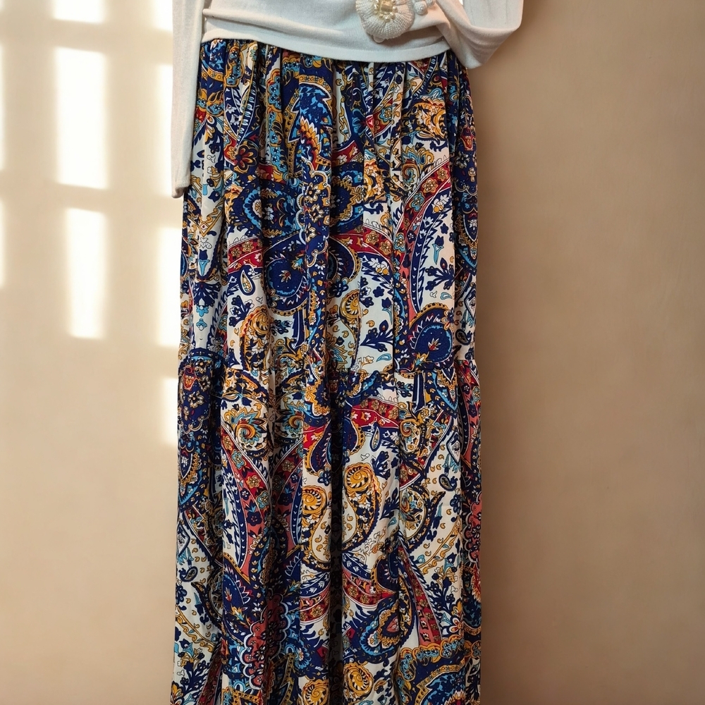 SHEIN Multicolor Paisley Maxi Skirt